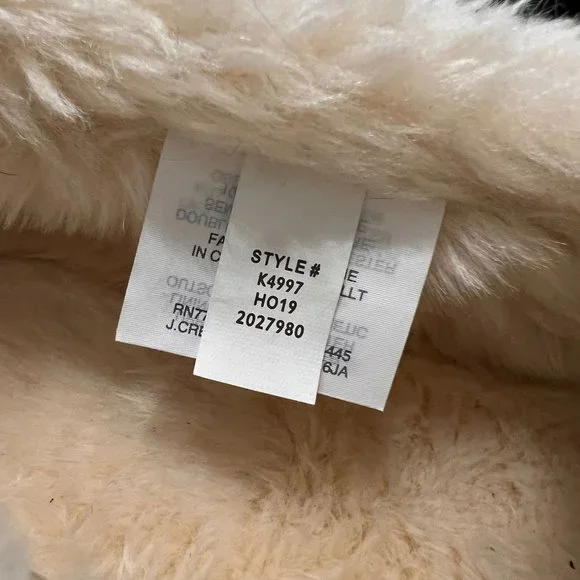 NWOT J Crew Style K4997 Black Faux Sherpa Indoor Outdoor Slippers Sz 7 - Picture 4 of 7